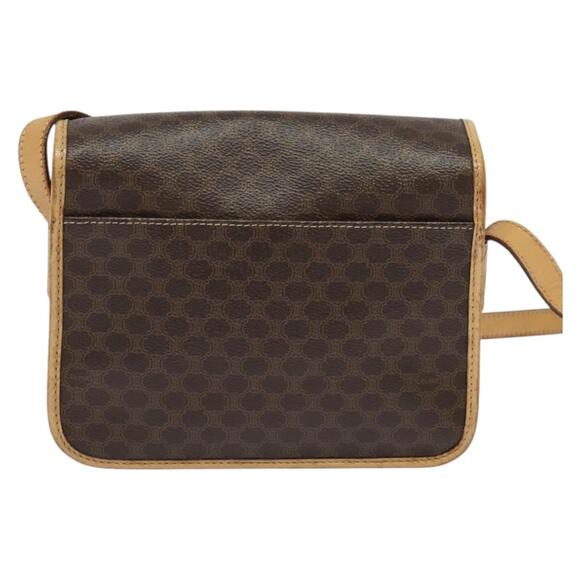 CELINE Macadam Canvas Shoulder Bag Pvc Leather Brown Gold - Picture 3 of 12